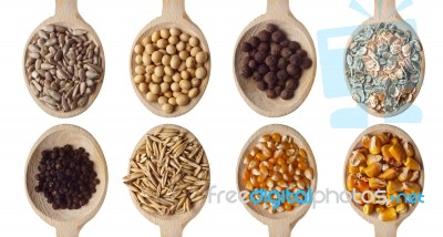 Seeds On Wooden Spoon Stock Photo