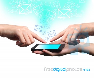Sending Message On  Cell Stock Photo