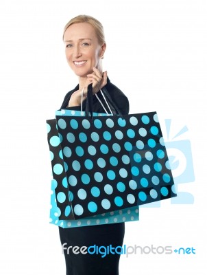 Senior Lady With Shopping Bag Stock Photo