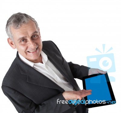 Senior Man With Tablet Pc Stock Photo