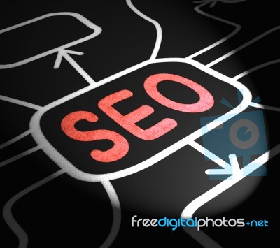 Seo Arrows Means Search Engine Optimization On Web Stock Image