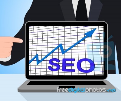 Seo Chart Graph Displays Increase Search Engine Optimization Stock Image