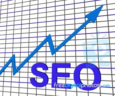 Seo Chart Graph Shows Increase Search Engine Optimization Stock Image