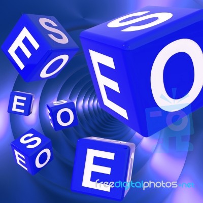 Seo Dice Background Shows Optimized Search Engine Stock Image