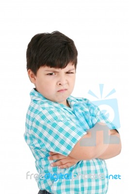 Serious Little Boy With Folded Arms Stock Photo