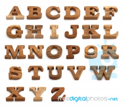 Set Of Alphabet Made From Wood Stock Photo