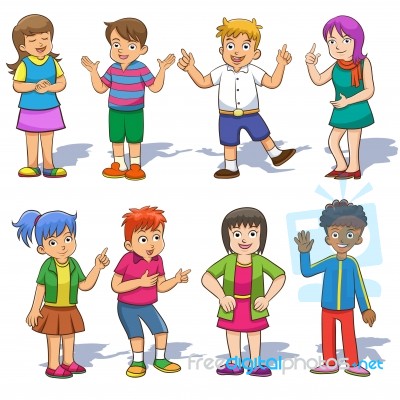 Set Of Cute Cartoon Kids Stock Image