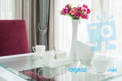 Set Of Dining Table Stock Photo