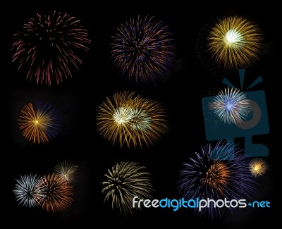 Set Of Fireworks Stock Photo