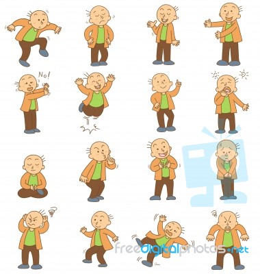 Set Of Funny Cartoon Office Worker Stock Image