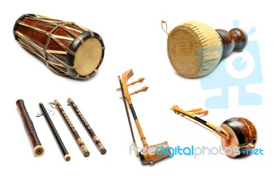 Set Of Traditional Thai Musical Instruments Stock Photo