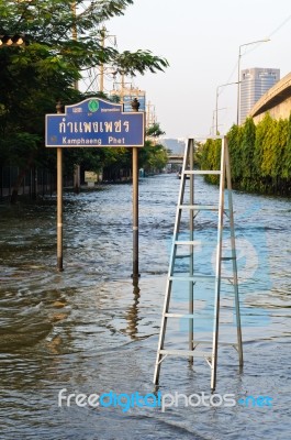 Severe Flood In Bangkok, Thailand Stock Photo