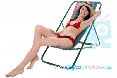 Sexy Bikini Model Enjoying Summer Day Stock Photo