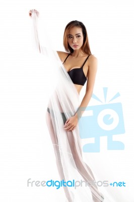 Sexy Girl On A White Background Stock Photo