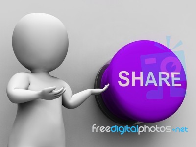Share Button Means Sharing Recommending And Feedback Stock Image