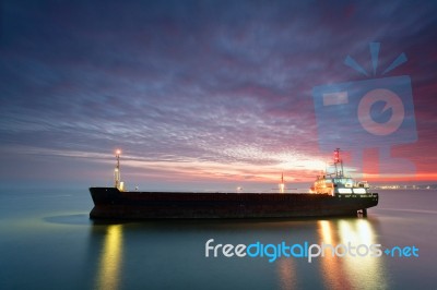 Ship At Dawn Stock Photo