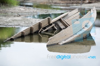 Ship Wreck In Canal Stock Photo
