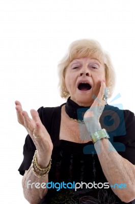 Shocked Old Woman Stock Photo