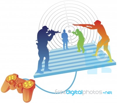 Shooting Game With Gamepad Stock Image