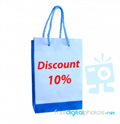 Shopping Bag With 10% Discount Stock Photo