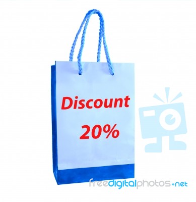 Shopping Bag With 20% Discount Stock Photo