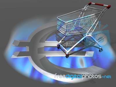 Shopping Cart With Euro Symbol Stock Image