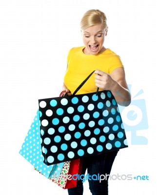 Shopping Lady Lost Her Things Stock Photo