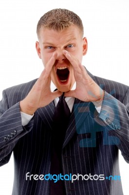 Shouting Young Manager Stock Photo