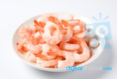 Shrimp Fresh Seafood On White Background Stock Photo