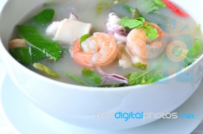 Shrimp Soup, Tom Yum Goong Stock Photo