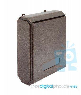 Side Brown Grain Metal Surface Letter Box Stock Photo