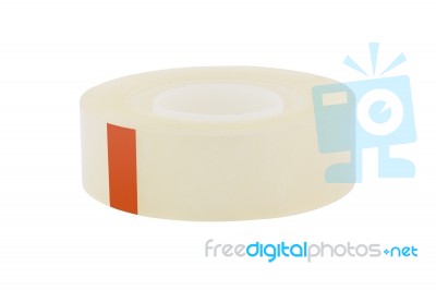 Side Transparent Tape Roll On White Background Stock Photo
