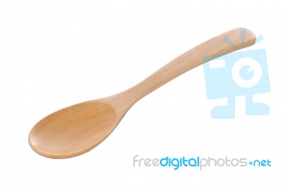 Side Wooden Craft Spoon On White Background Stock Photo