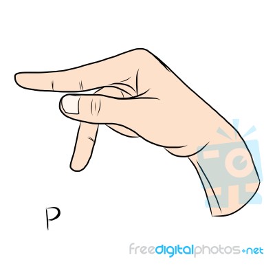 Sign Language And The Alphabet,the Letter P Stock Image
