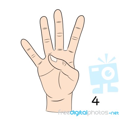 Sign Language,number 4 Stock Image