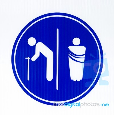 Sign Restroom Of Old Men And Women And Monk Stock Photo