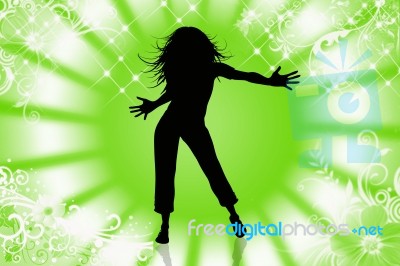 Silhouette Dance Music Stock Image