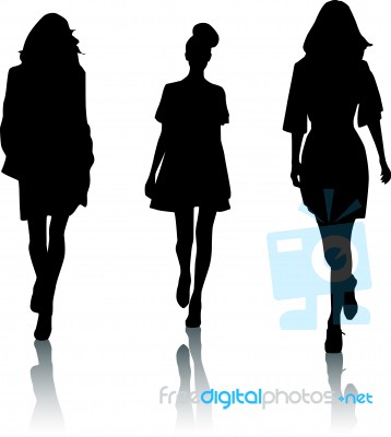 Silhouette Fashion Girls Stock Image