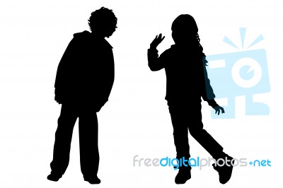 Silhouette Friends Stock Image