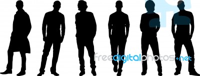 Silhouette Group Standing Stock Image