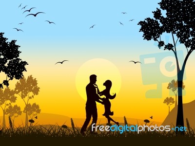 Silhouette Love Means Summer Time And Adoration Stock Image