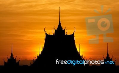 Silhouette Temple During Sunset Stock Photo