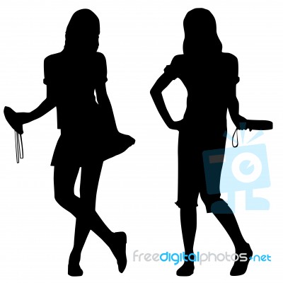 Silhouette women holding clutch bag Stock Image