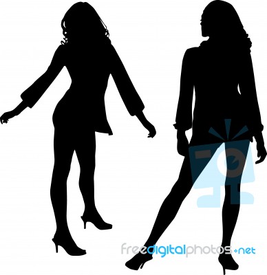 Silhouette young Ladies Stock Image
