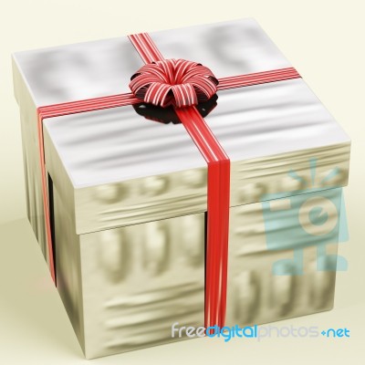 Silver Gift Box Stock Image