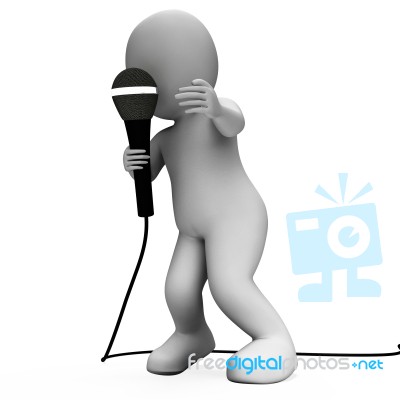 Singer Character With Mic Shows Singing Songs Or Talent Concert Stock Image