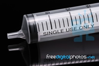 Single Use Plastic Syringe Stock Photo