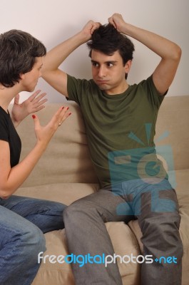 Sister And Brother Arguing Stock Photo