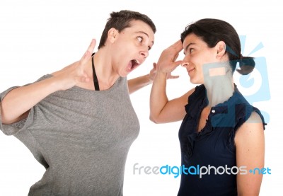 Sister Yelling Stock Photo
