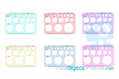 Six Color Of Transparent Ruler Stock Photo